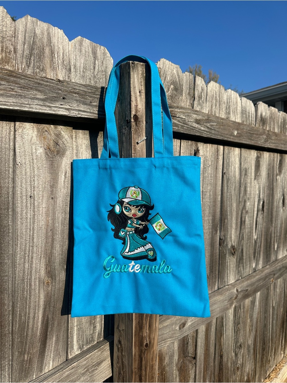 Guatemala Turquoise Embroidered Tote Bag